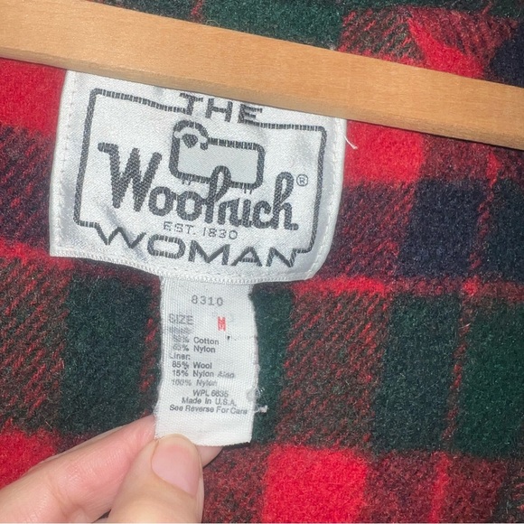 Vintage Woolrich Wool with Plaid Lining Hooded Parka Chore Jacket Coat Red M - Picture 8 of 12